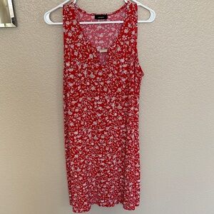 Red and White Floral Dress